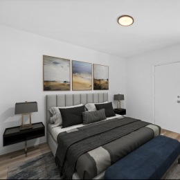 bedroom with bed and lamps